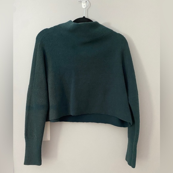 Free People Cropped Green Mock Neck Sweater - Picture 2 of 3